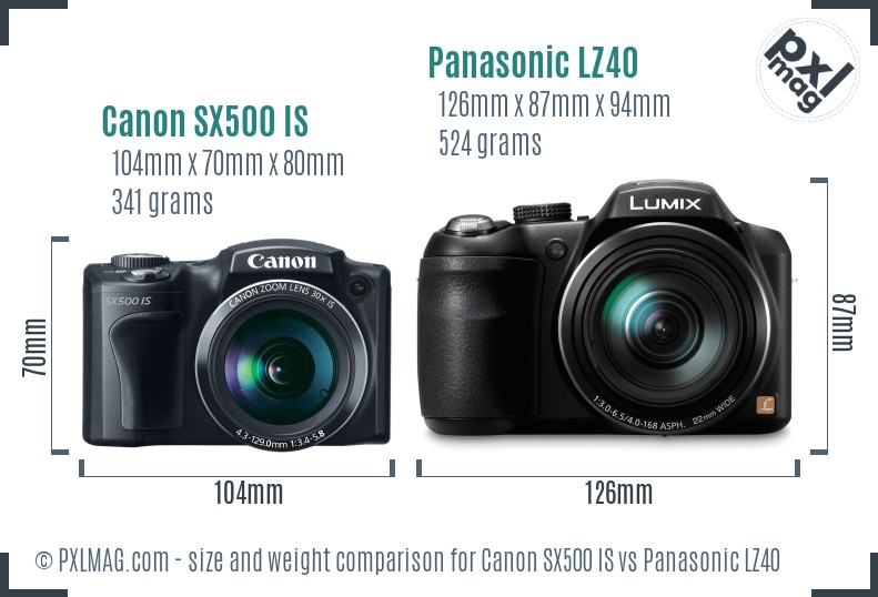 Canon SX500 IS vs Panasonic LZ40 size comparison