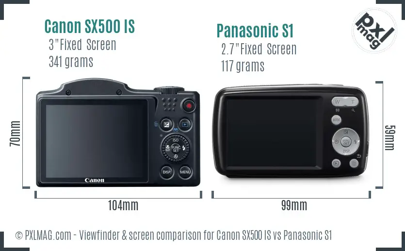 Canon SX500 IS vs Panasonic S1 Screen and Viewfinder comparison