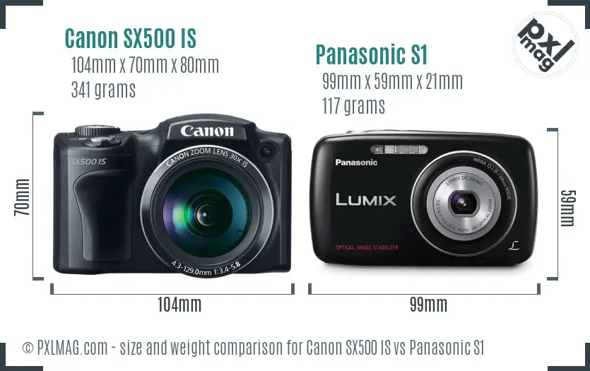 Canon SX500 IS vs Panasonic S1 size comparison