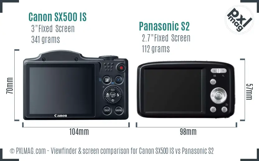Canon SX500 IS vs Panasonic S2 Screen and Viewfinder comparison Canon SX500 IS vs Panasonic S2 Screen and Viewfinder comparison