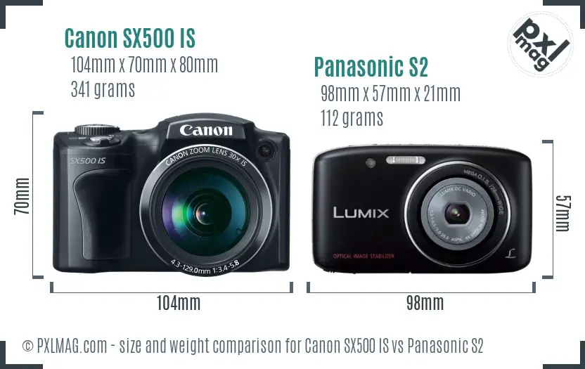 Canon SX500 IS vs Panasonic S2 size comparison Canon SX500 IS vs Panasonic S2 size comparison