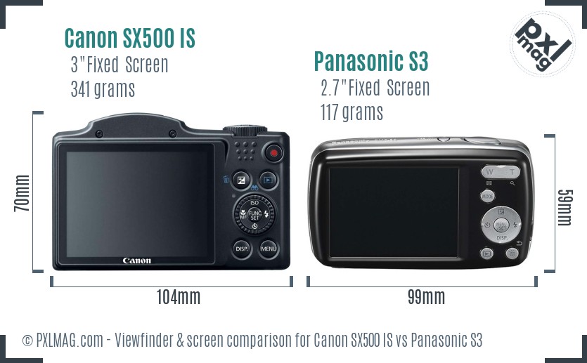 Canon SX500 IS vs Panasonic S3 Screen and Viewfinder comparison
