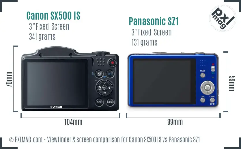 Canon SX500 IS vs Panasonic SZ1 Screen and Viewfinder comparison Canon SX500 IS vs Panasonic SZ1 Screen and Viewfinder comparison