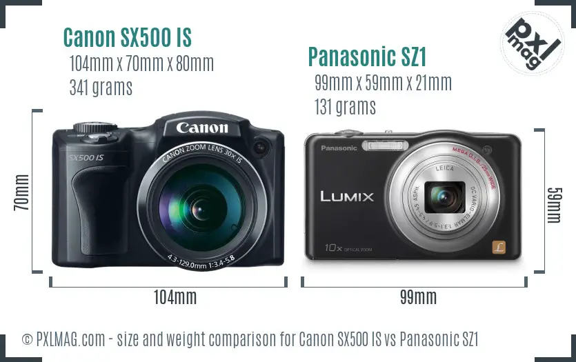 Canon SX500 IS vs Panasonic SZ1 size comparison Canon SX500 IS vs Panasonic SZ1 size comparison
