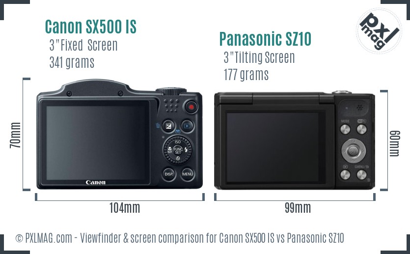 Canon SX500 IS vs Panasonic SZ10 Screen and Viewfinder comparison
