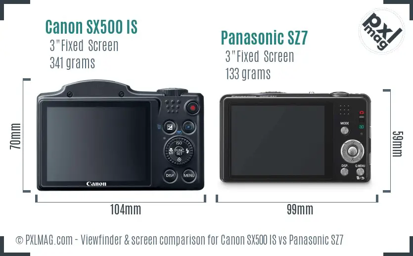 Canon SX500 IS vs Panasonic SZ7 Screen and Viewfinder comparison