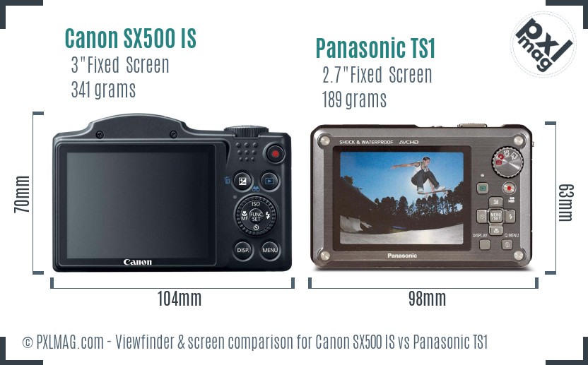 Canon SX500 IS vs Panasonic TS1 Screen and Viewfinder comparison