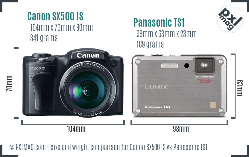 Canon SX500 IS vs Panasonic TS1 size comparison Canon SX500 IS vs Panasonic TS1 size comparison