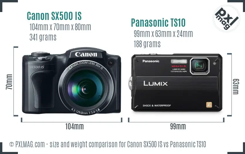 Canon SX500 IS vs Panasonic TS10 size comparison Canon SX500 IS vs Panasonic TS10 size comparison