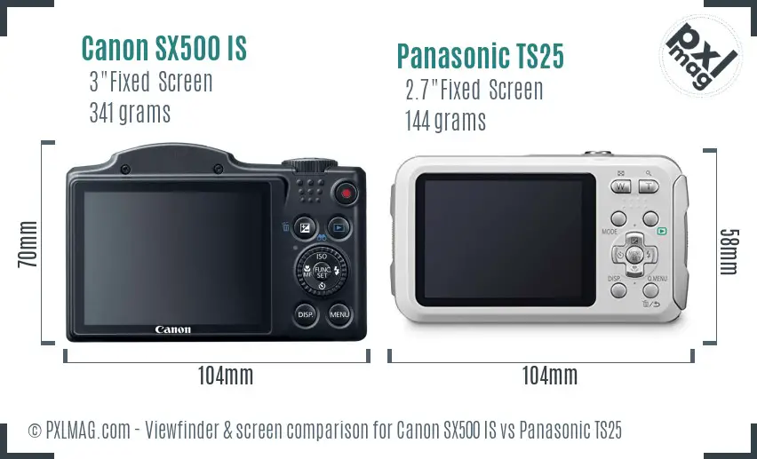 Canon SX500 IS vs Panasonic TS25 Screen and Viewfinder comparison Canon SX500 IS vs Panasonic TS25 Screen and Viewfinder comparison
