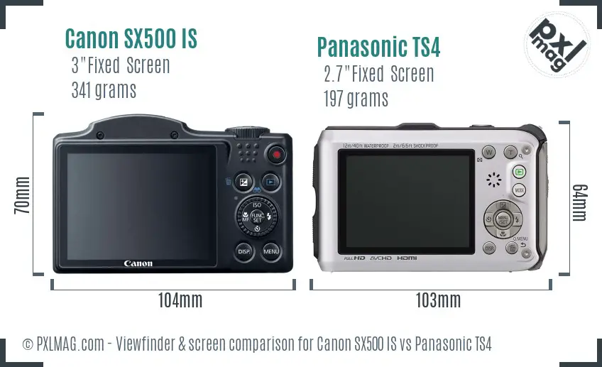 Canon SX500 IS vs Panasonic TS4 Screen and Viewfinder comparison