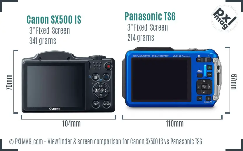 Canon SX500 IS vs Panasonic TS6 Screen and Viewfinder comparison