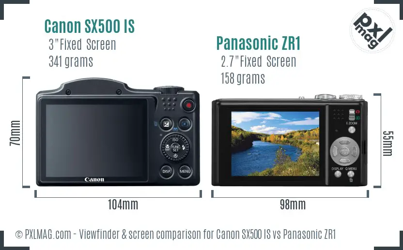 Canon SX500 IS vs Panasonic ZR1 Screen and Viewfinder comparison