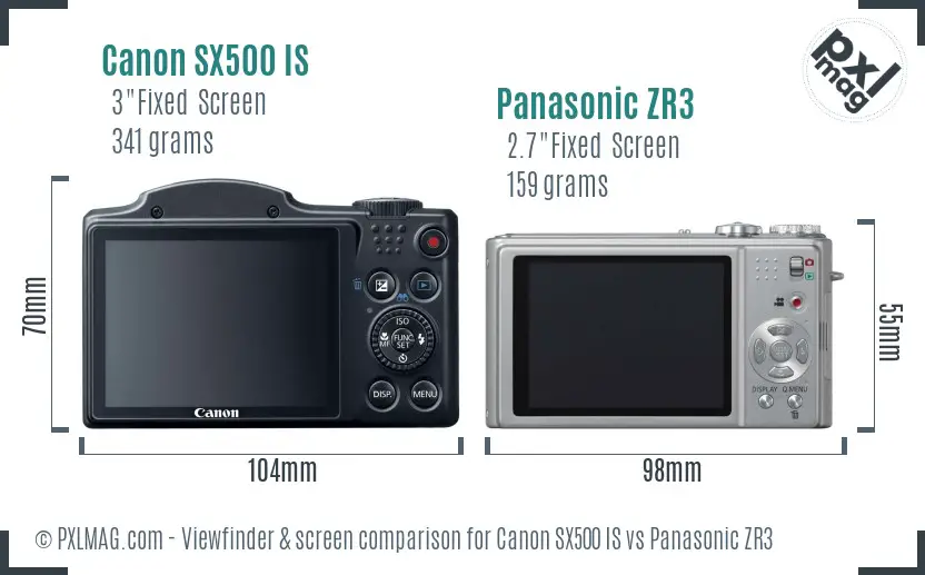 Canon SX500 IS vs Panasonic ZR3 Screen and Viewfinder comparison Canon SX500 IS vs Panasonic ZR3 Screen and Viewfinder comparison