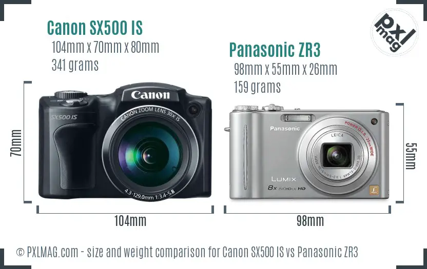 Canon SX500 IS vs Panasonic ZR3 size comparison Canon SX500 IS vs Panasonic ZR3 size comparison