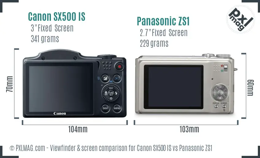 Canon SX500 IS vs Panasonic ZS1 Screen and Viewfinder comparison Canon SX500 IS vs Panasonic ZS1 Screen and Viewfinder comparison