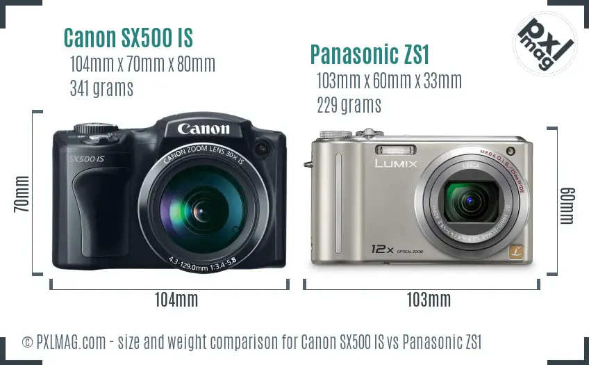 Canon SX500 IS vs Panasonic ZS1 size comparison Canon SX500 IS vs Panasonic ZS1 size comparison