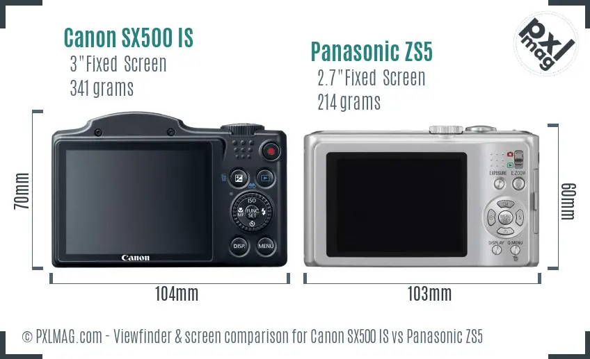 Canon SX500 IS vs Panasonic ZS5 Screen and Viewfinder comparison Canon SX500 IS vs Panasonic ZS5 Screen and Viewfinder comparison