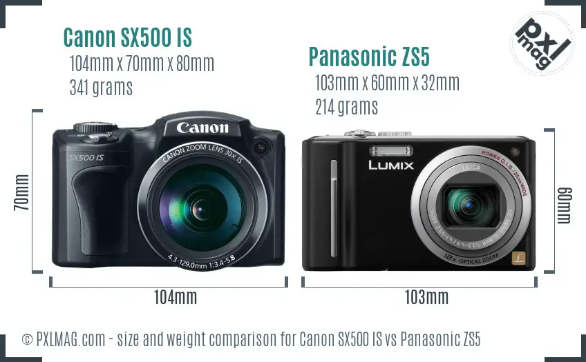 Canon SX500 IS vs Panasonic ZS5 size comparison Canon SX500 IS vs Panasonic ZS5 size comparison