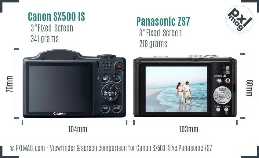 Back screen comparison between Canon SX500 IS and Panasonic ZS7