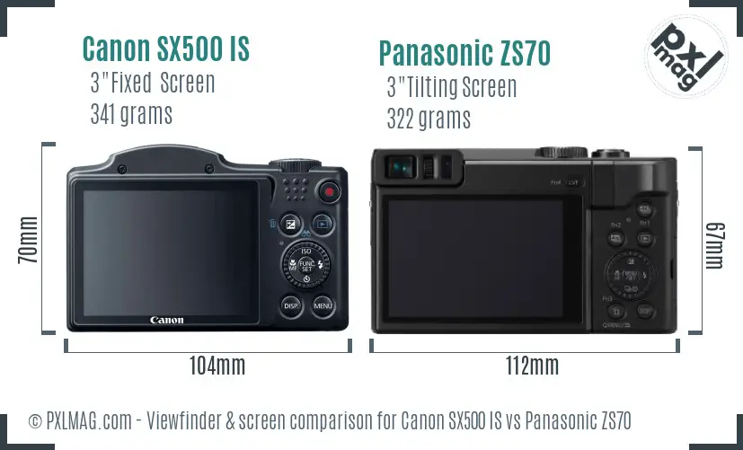 Canon SX500 IS vs Panasonic ZS70 Screen and Viewfinder comparison