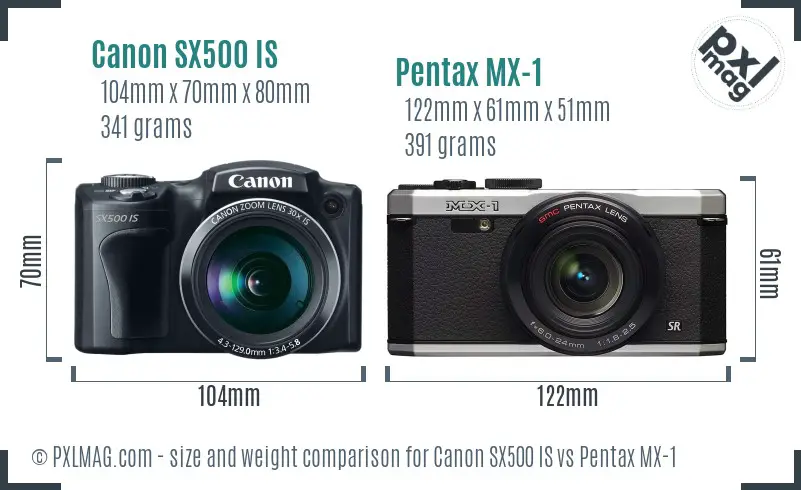 Canon SX500 IS vs Pentax MX-1 size comparison Canon SX500 IS vs Pentax MX-1 size comparison