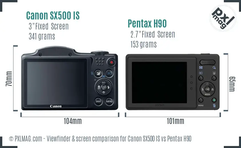 Canon SX500 IS vs Pentax H90 Screen and Viewfinder comparison