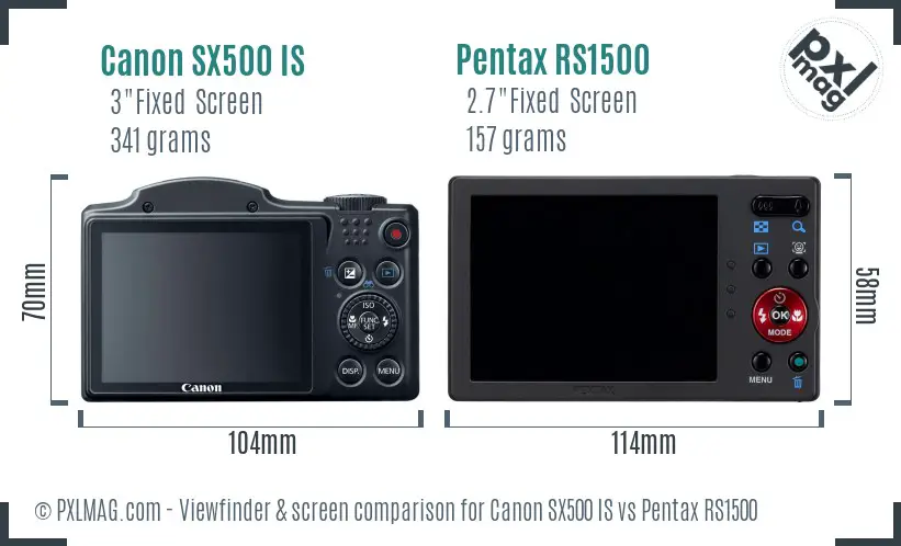 Canon SX500 IS vs Pentax RS1500 Screen and Viewfinder comparison