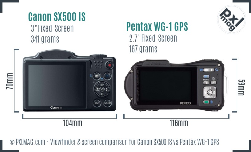 Canon SX500 IS vs Pentax WG-1 GPS Screen and Viewfinder comparison