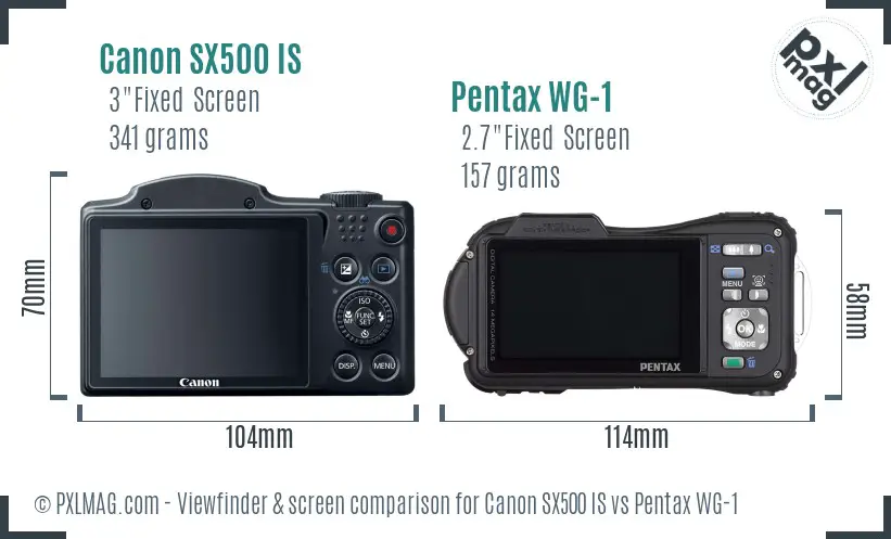 Canon SX500 IS vs Pentax WG-1 Screen and Viewfinder comparison