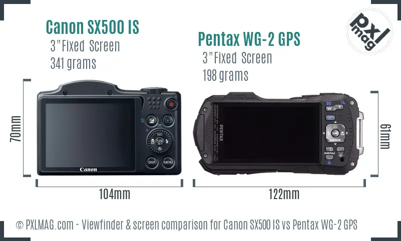 Canon SX500 IS vs Pentax WG-2 GPS Screen and Viewfinder comparison