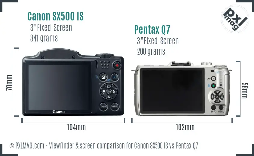 Canon SX500 IS vs Pentax Q7 Screen and Viewfinder comparison