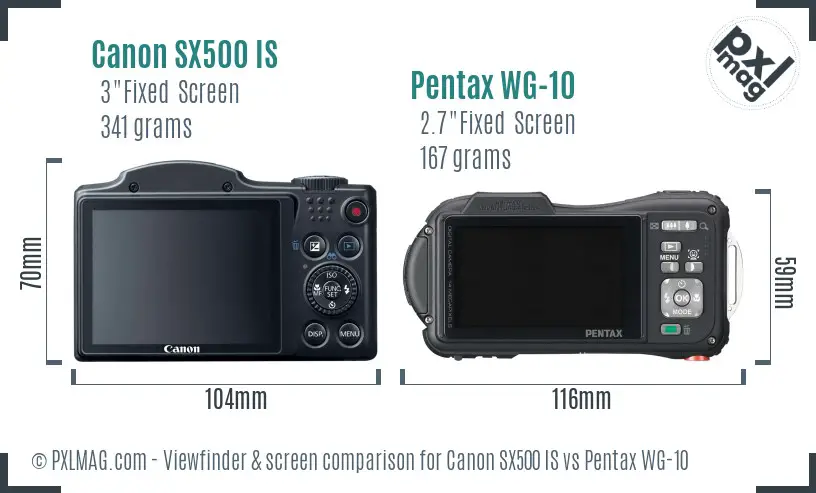 Canon SX500 IS vs Pentax WG-10 Screen and Viewfinder comparison