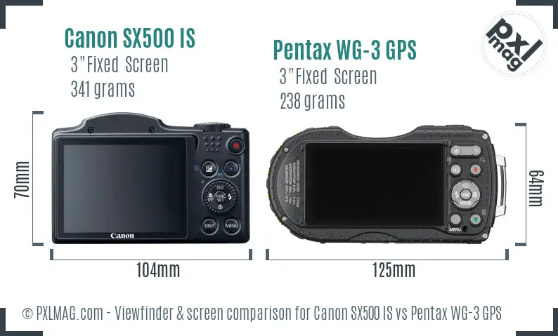 Canon SX500 IS vs Pentax WG-3 GPS Screen and Viewfinder comparison