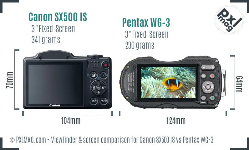 Canon SX500 IS vs Pentax WG-3 Screen and Viewfinder comparison