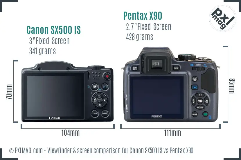 Canon SX500 IS vs Pentax X90 Screen and Viewfinder comparison Canon SX500 IS vs Pentax X90 Screen and Viewfinder comparison