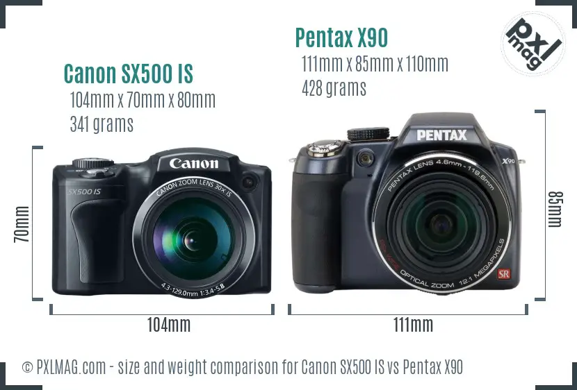 Canon SX500 IS vs Pentax X90 size comparison Canon SX500 IS vs Pentax X90 size comparison