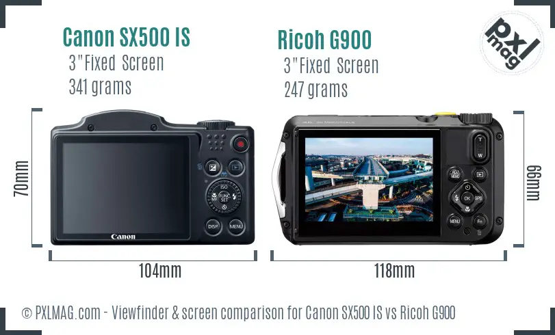 Canon SX500 IS vs Ricoh G900 Screen and Viewfinder comparison