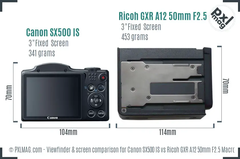 Canon SX500 IS vs Ricoh GXR A12 50mm F2.5 Macro Screen and Viewfinder comparison Canon SX500 IS vs Ricoh GXR A12 50mm F2.5 Macro Screen and Viewfinder comparison