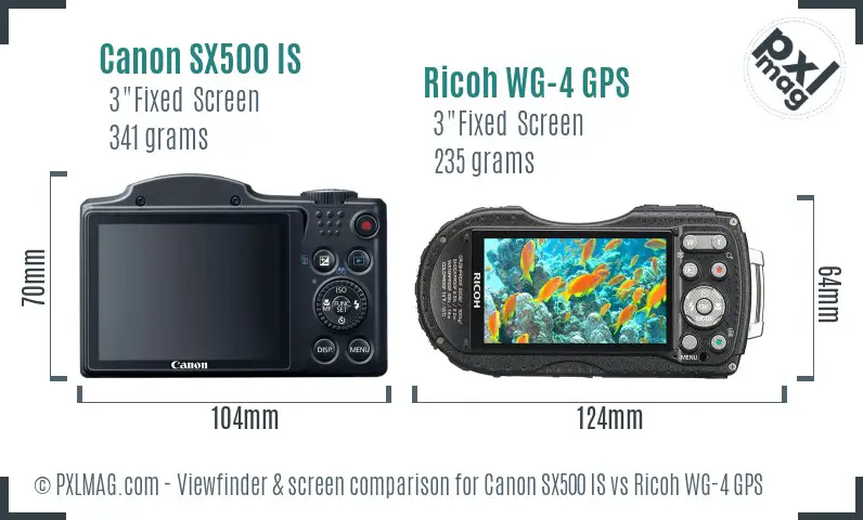 Canon SX500 IS vs Ricoh WG-4 GPS Screen and Viewfinder comparison Canon SX500 IS vs Ricoh WG-4 GPS Screen and Viewfinder comparison