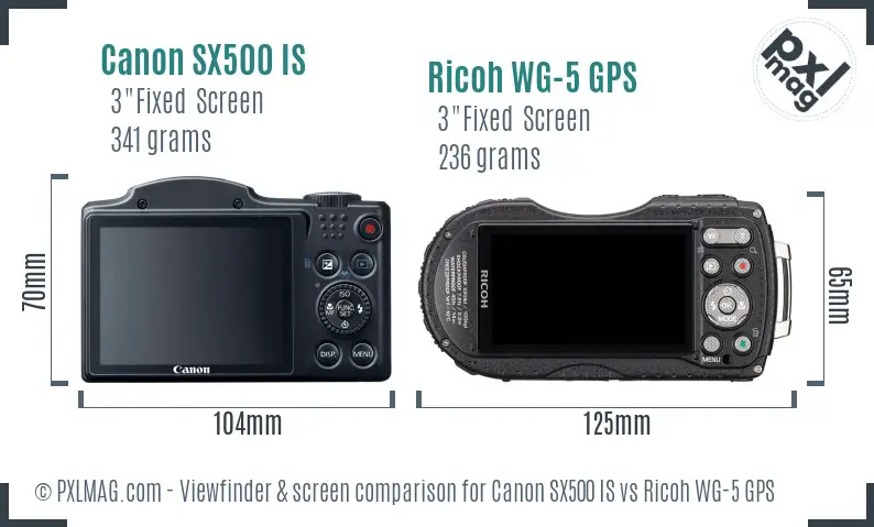 Canon SX500 IS vs Ricoh WG-5 GPS Screen and Viewfinder comparison Canon SX500 IS vs Ricoh WG-5 GPS Screen and Viewfinder comparison