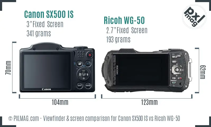 Canon SX500 IS vs Ricoh WG-50 Screen and Viewfinder comparison Canon SX500 IS vs Ricoh WG-50 Screen and Viewfinder comparison