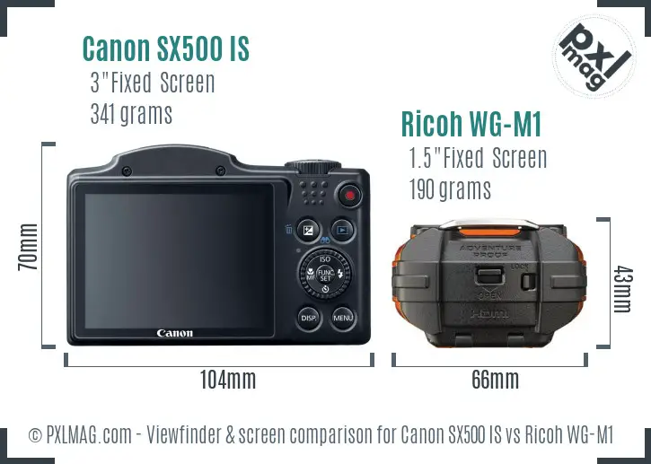 Canon SX500 IS vs Ricoh WG-M1 Screen and Viewfinder comparison