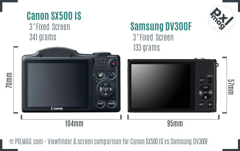 Canon SX500 IS vs Samsung DV300F Screen and Viewfinder comparison