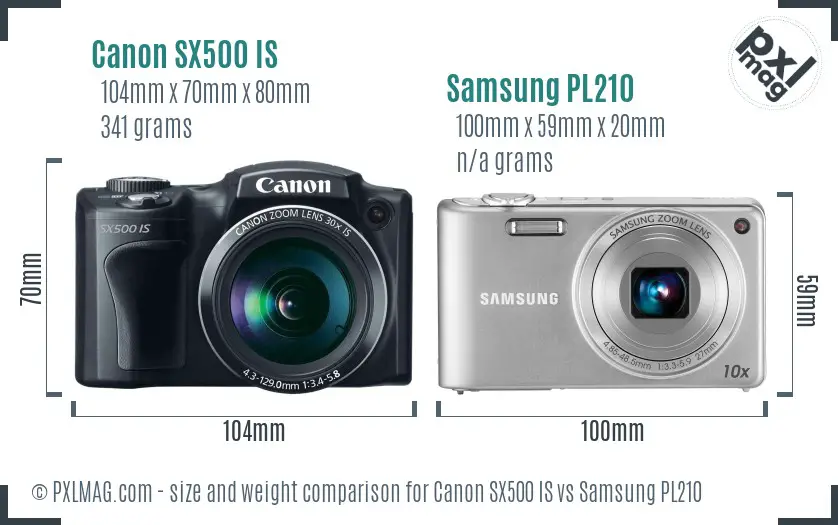 Canon SX500 IS vs Samsung PL210 size comparison