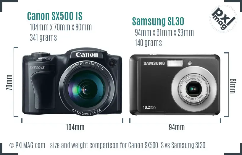Canon SX500 IS vs Samsung SL30 size comparison Canon SX500 IS vs Samsung SL30 size comparison
