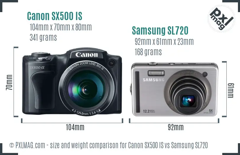 Canon SX500 IS vs Samsung SL720 size comparison Canon SX500 IS vs Samsung SL720 size comparison