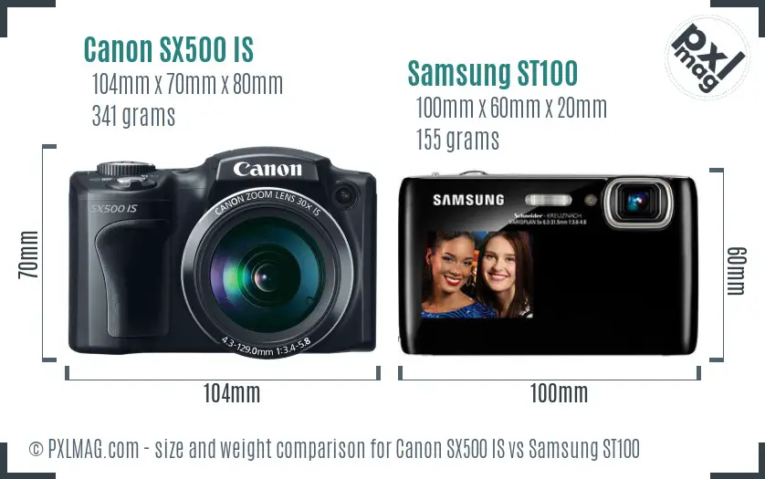 Canon SX500 IS vs Samsung ST100 size comparison