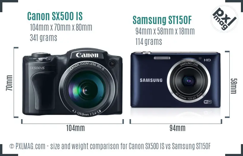 Canon SX500 IS vs Samsung ST150F size comparison