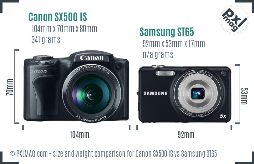 Canon SX500 IS vs Samsung ST65 size comparison